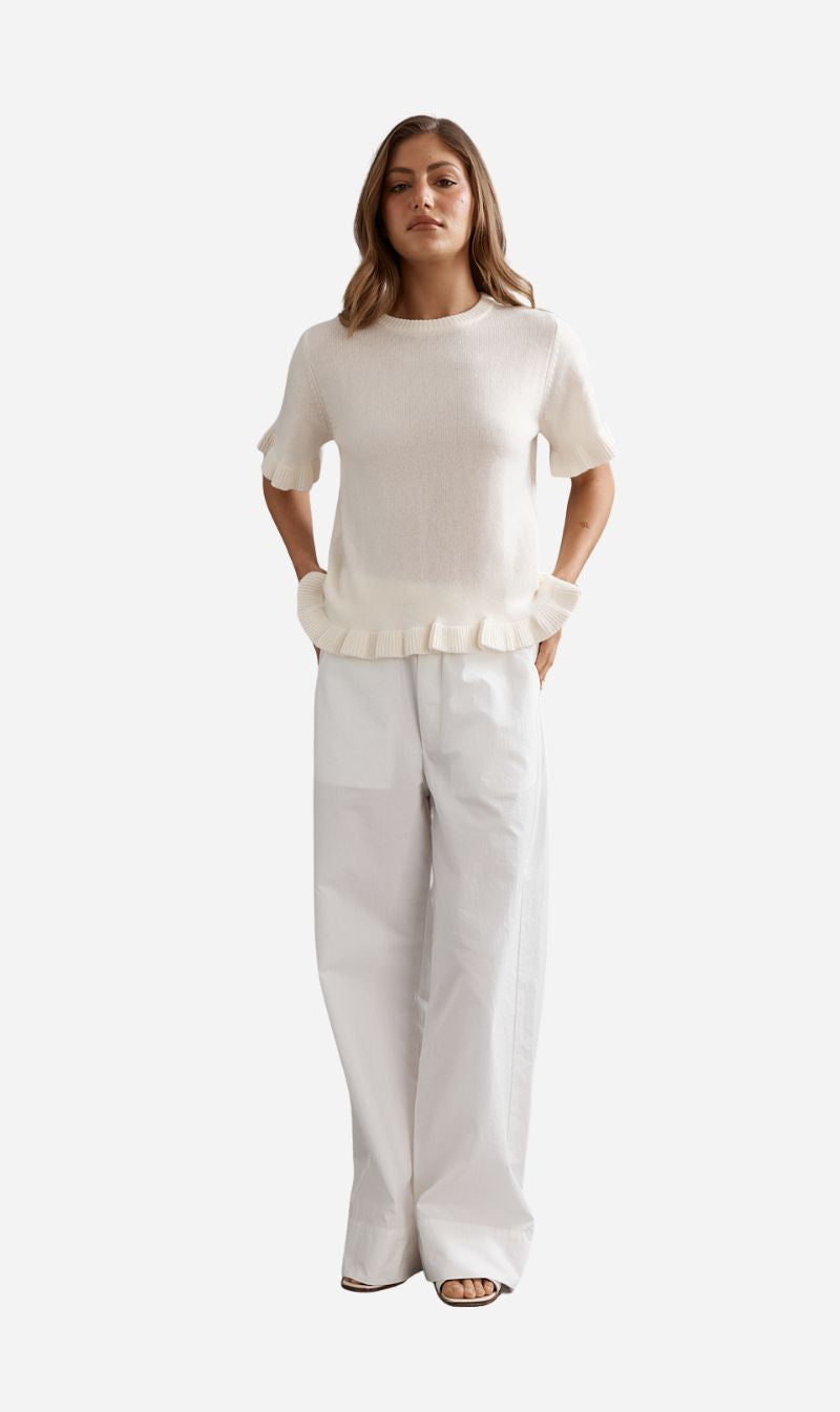 Caitlin Crisp | Frilly Knit Tee - Ivory