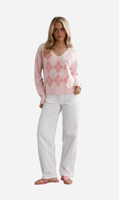 Caitlin Crisp | Argyle Jumper - Marshmellow