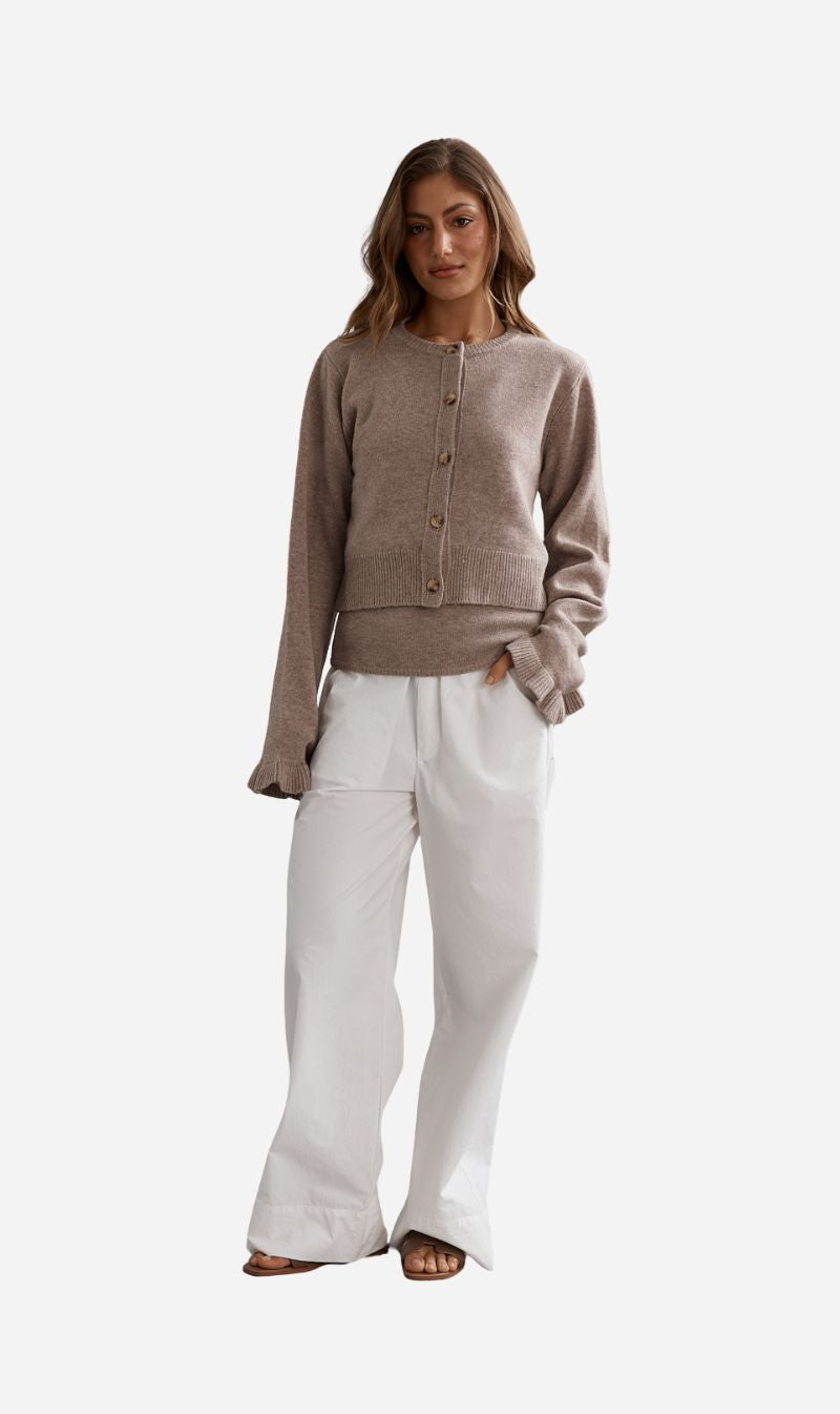 Caitlin Crisp | Frilly Crop Cardi - Walnut