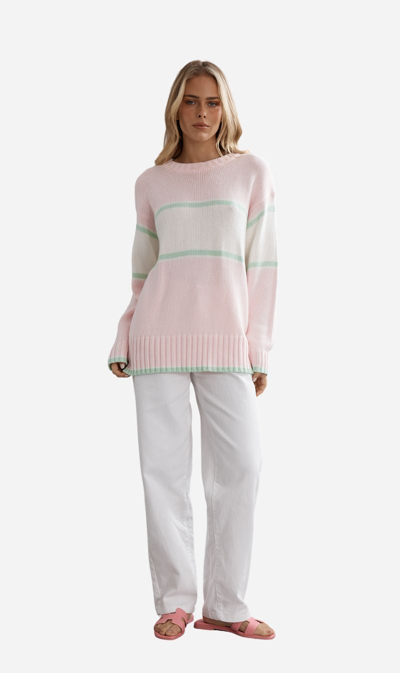 Caitlin Crisp | Club CC Stripe Jumper - Pink/Mint