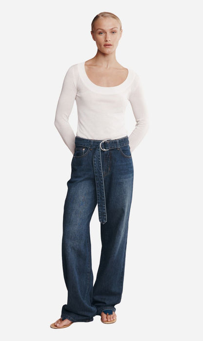 Marle | Belted Wide Leg Jean - Dark Wash 01