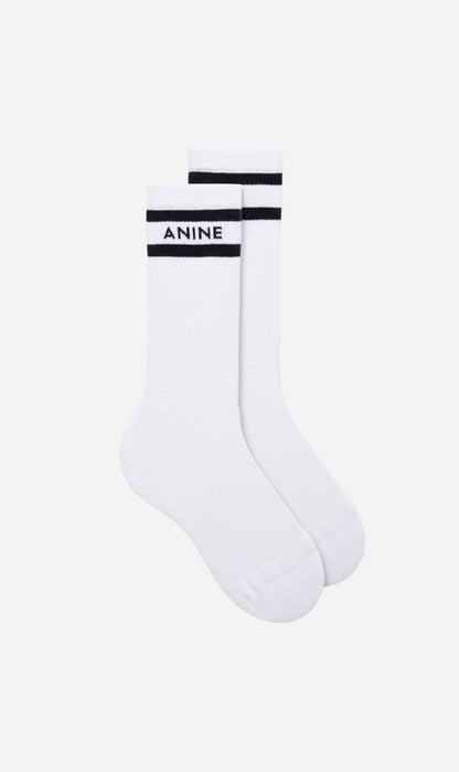 Anine Bing | Sully Sporty Socks - White & Black Stripe