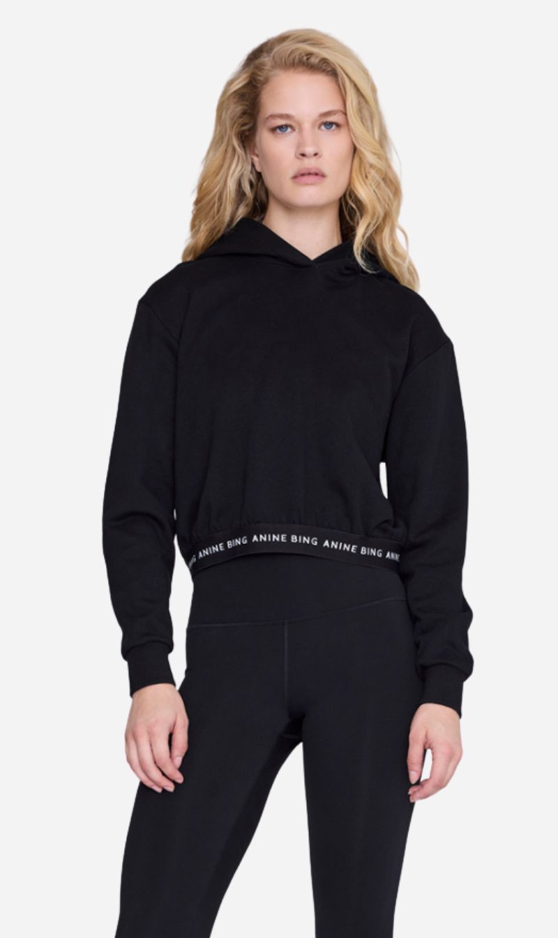 Anine Bing | Dany Cropped Hoodie - Black