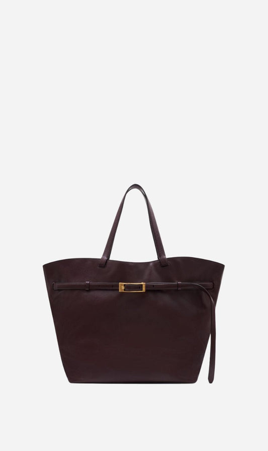 Anine Bing | Elly Tote Small Grained Leather - Fig