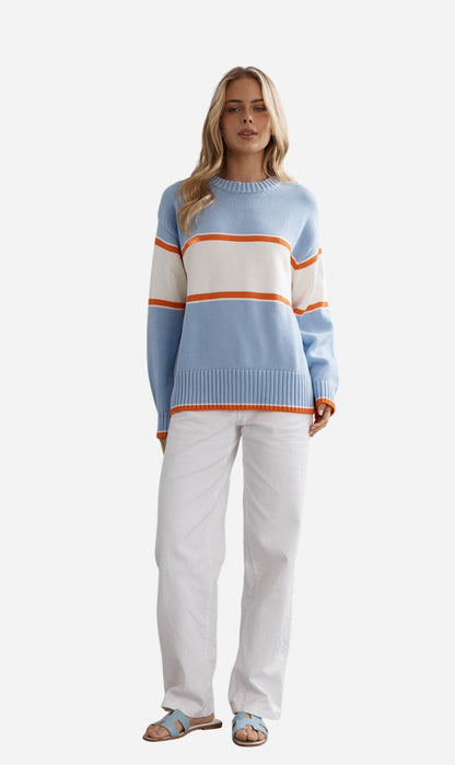 Caitlin Crisp | Club CC Stripe Jumper - Tangerine