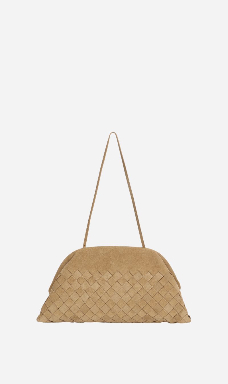 Deadly Ponies | Vault Clutch - Oat Woven Suede