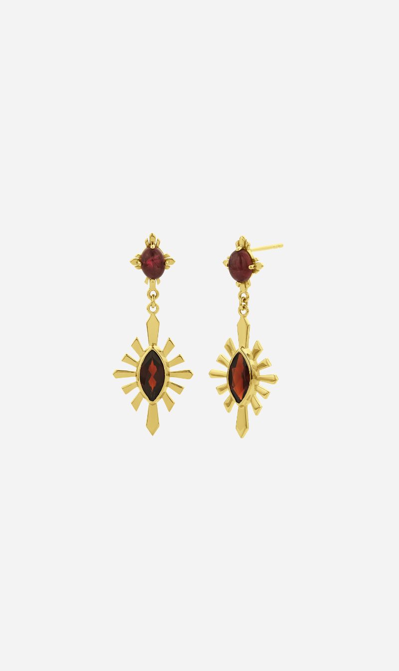 Zoe & Morgan | Sisterhood Earring - Gold With Pink Tourmaline & Rhodolite Garnet