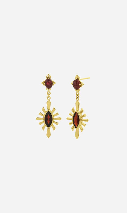 Zoe & Morgan | Sisterhood Earring - Gold With Pink Tourmaline & Rhodolite Garnet