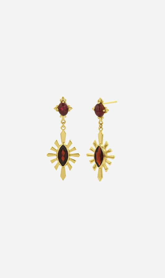 Zoe & Morgan | Sisterhood Earring - Gold With Pink Tourmaline & Rhodolite Garnet