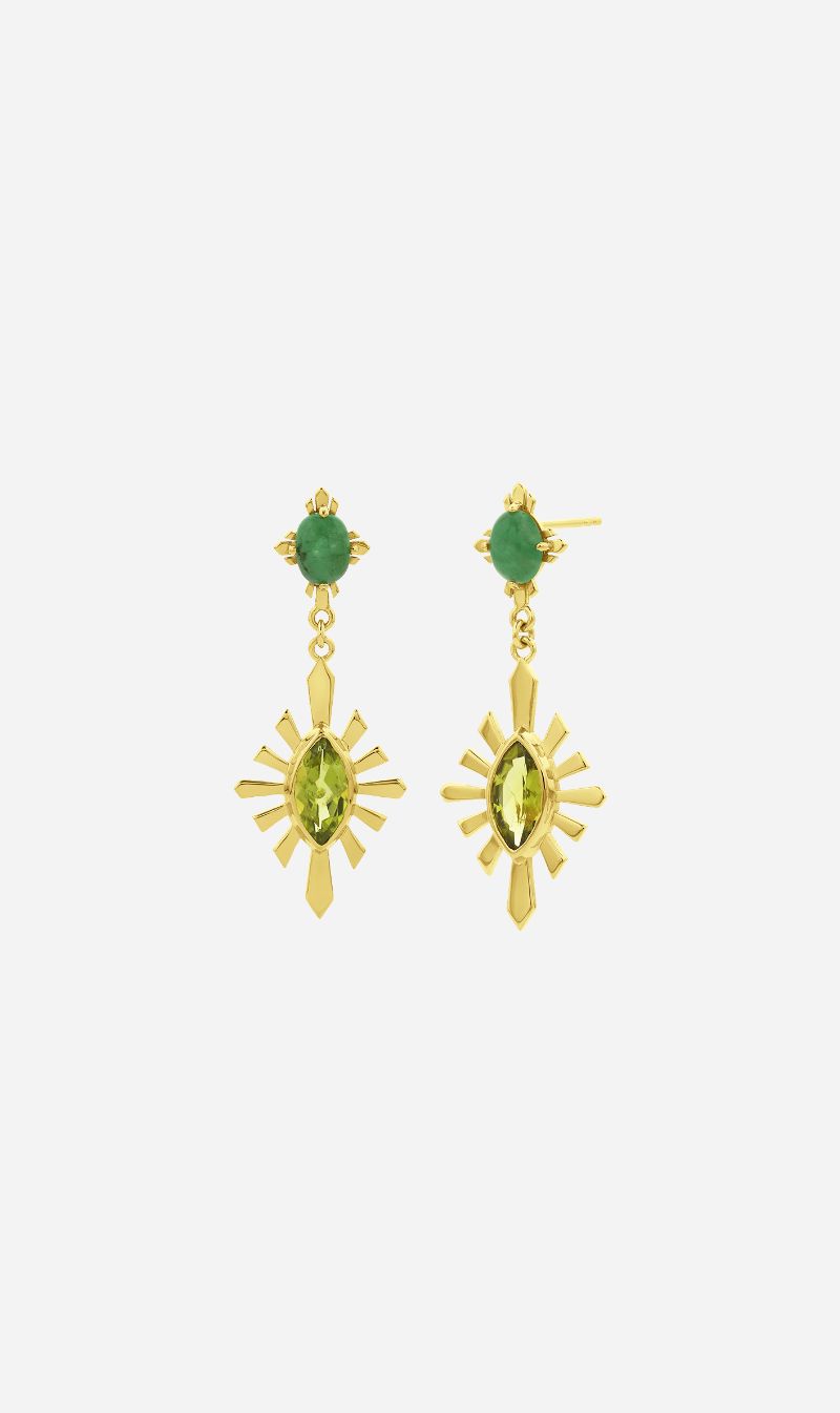 Zoe & Morgan | Sisterhood Earring - Gold Emerald & Peridot