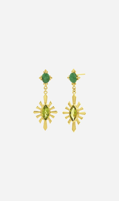 Zoe & Morgan | Sisterhood Earring - Gold Emerald & Peridot