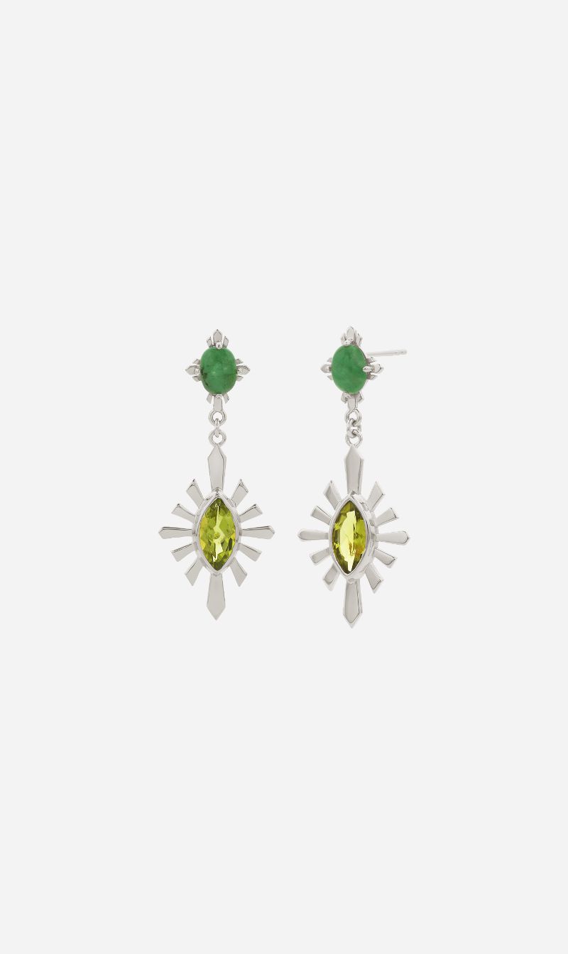 Zoe & Morgan | Sisterhood Earring - Silver With Emerald & Peridot