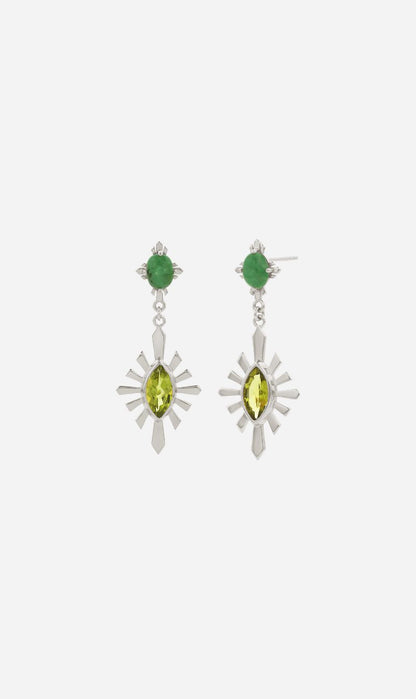 Zoe & Morgan | Sisterhood Earring - Silver With Emerald & Peridot