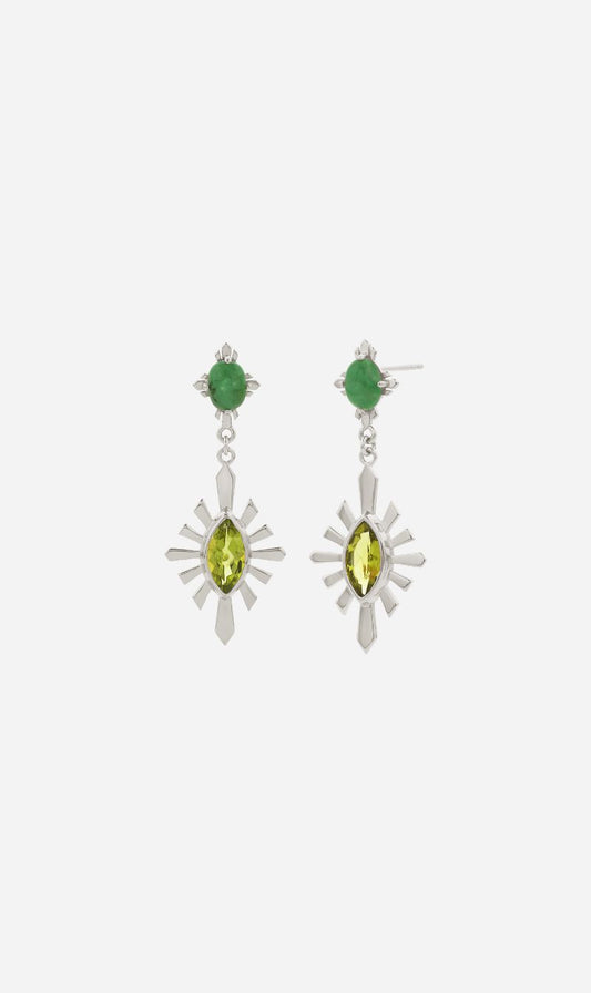 Zoe & Morgan | Sisterhood Earring - Silver With Emerald & Peridot