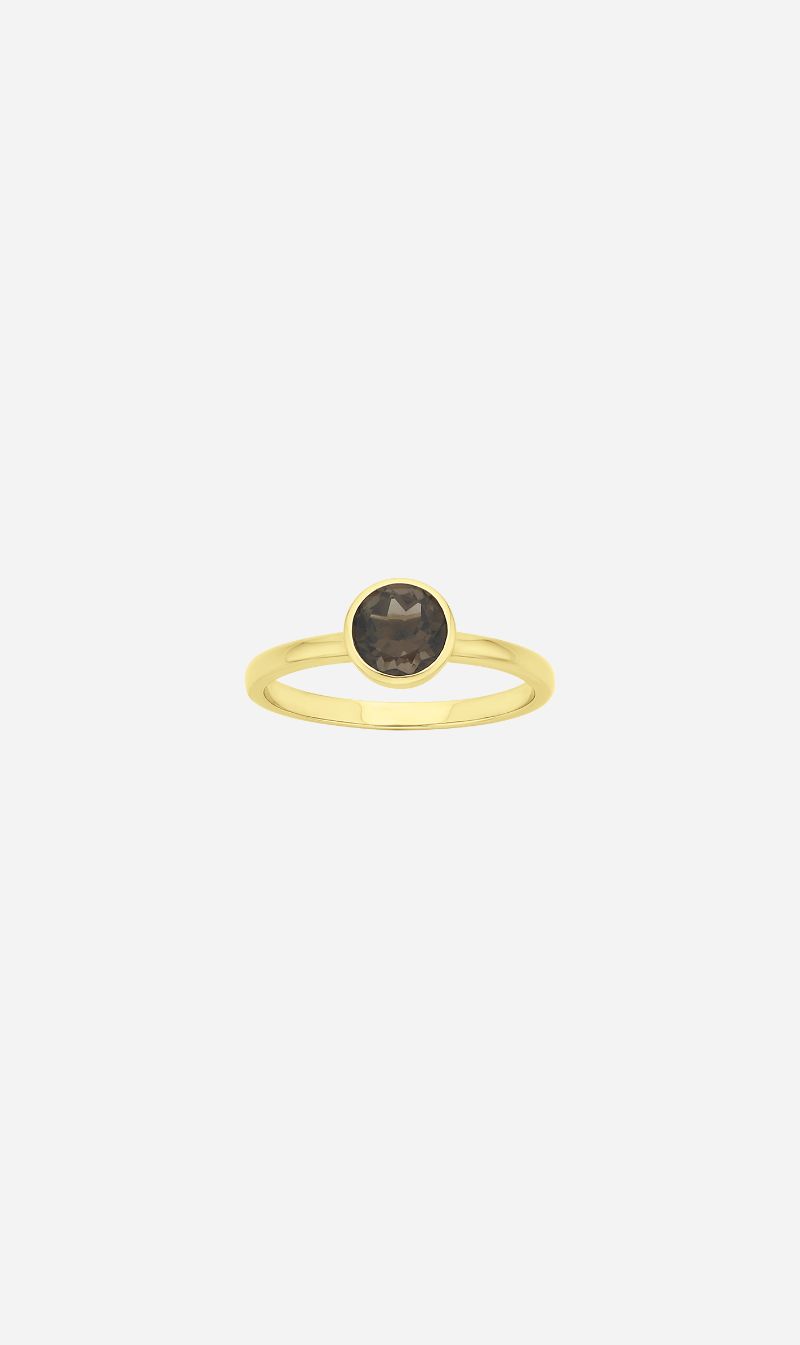 Zoe & Morgan | Mon Petit Stacker Ring - Gold Smokey Quartz