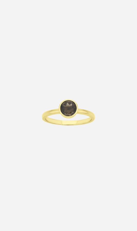 Zoe & Morgan | Mon Petit Stacker Ring - Gold Smokey Quartz