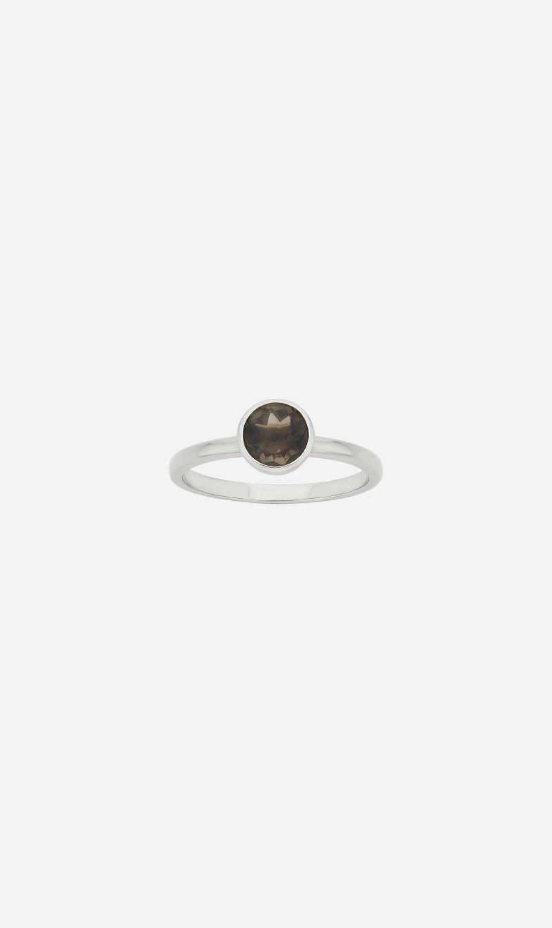 Zoe & Morgan | Mon Petit Stacker Ring - Silver With Smokey Quartz