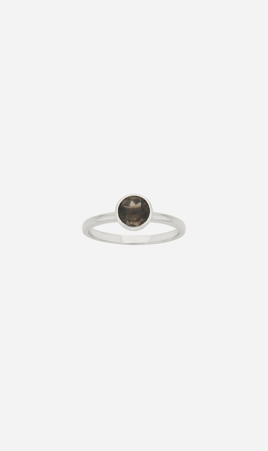 Zoe & Morgan | Mon Petit Stacker Ring - Silver With Smokey Quartz