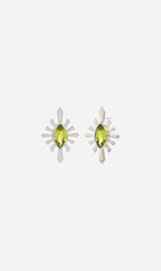 Zoe & Morgan | Sister Stud - Silver With Peridot