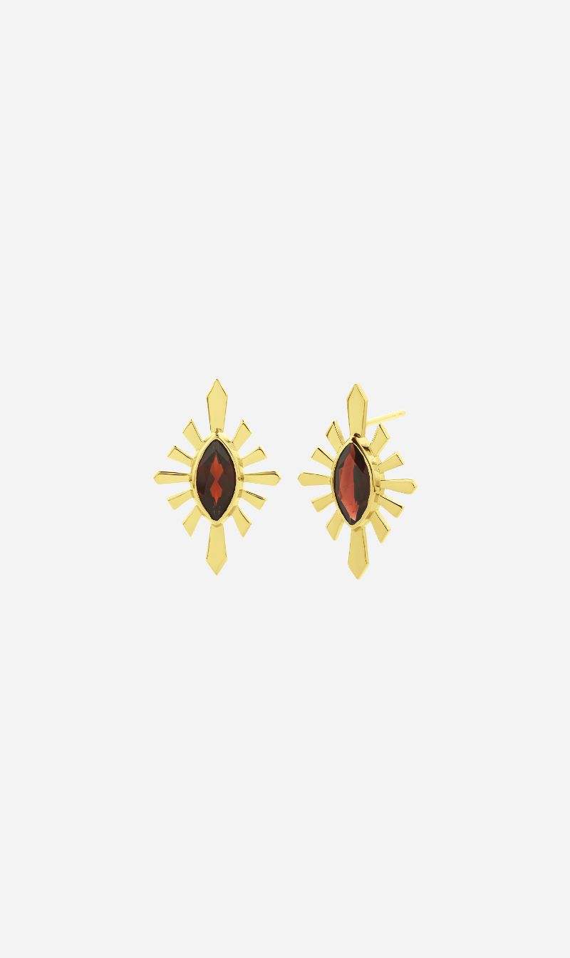 Zoe & Morgan | Sister Stud - Gold Rhodolite Garnet