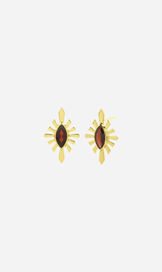 Zoe & Morgan | Sister Stud - Gold Rhodolite Garnet