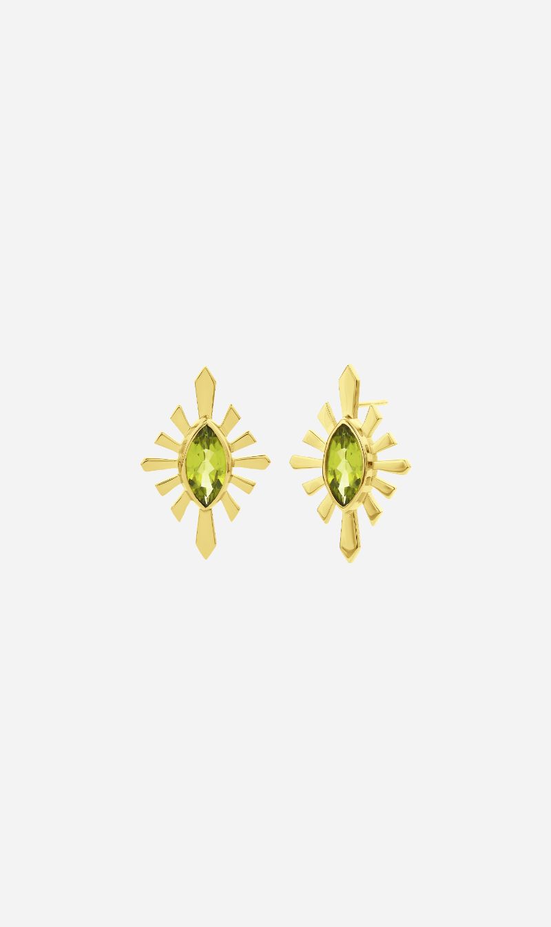 Zoe & Morgan | Sister Stud - Gold With Peridot