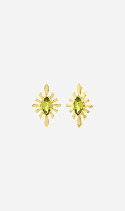 Zoe & Morgan | Sister Stud - Gold With Peridot