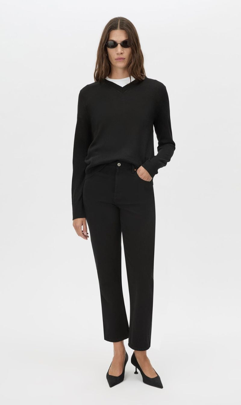 Camilla and Marc | Leona Knit V Neck Sweater - Charcoal Melange