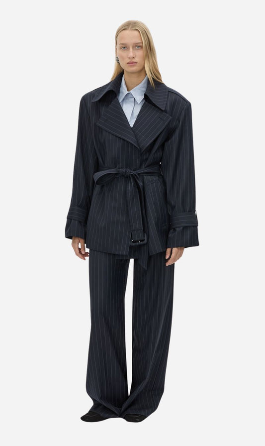 Camilla and Marc | Brody Short Trench Coat - French Navy Stripe