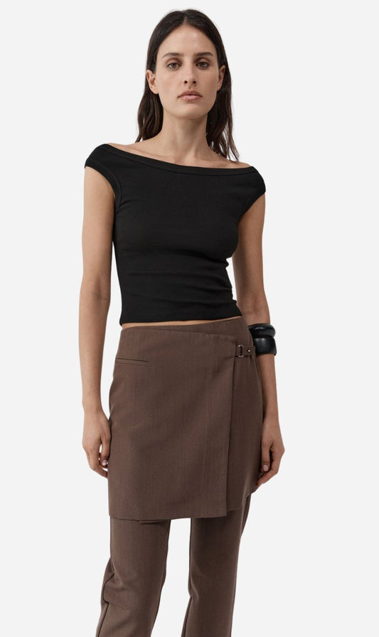 St Agni | Organic Cotton Off Shoulder Top - Black