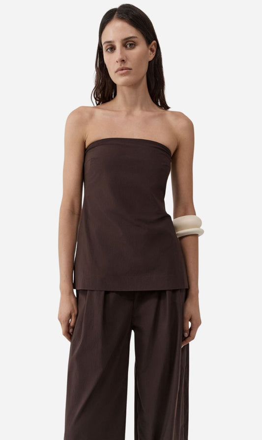 St Agni | Strapless Rouleau Tie Top - Bark