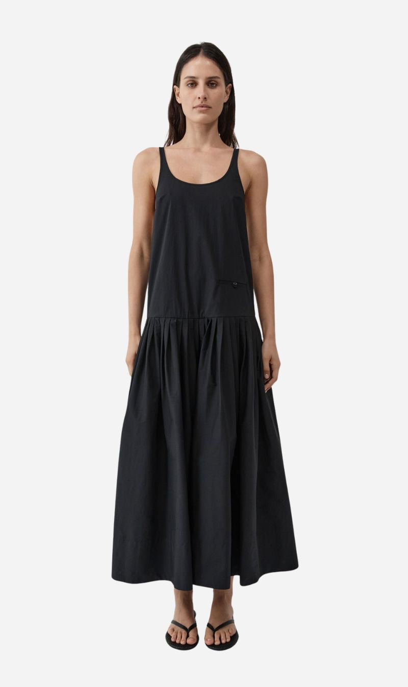 St Agni | Relaxed Pleat Dress - Black