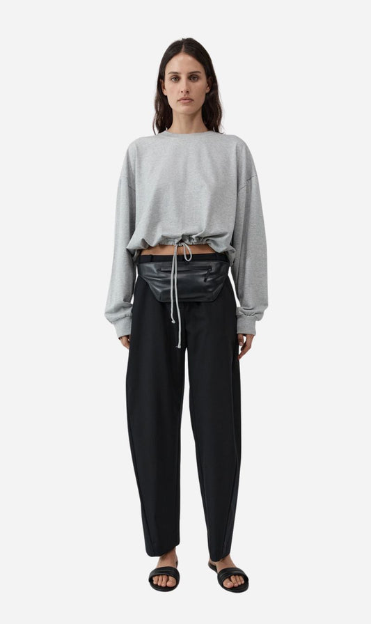 St Agni | Drawstring Long Sleeve Top - Grey Marle