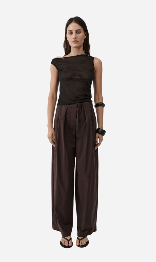 St Agni | Relaxed Pleat Pants - Bark