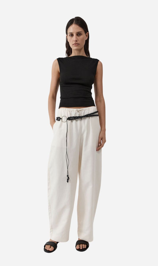 St Agni | Fine Drawstring Relaxed Pant - Ivory