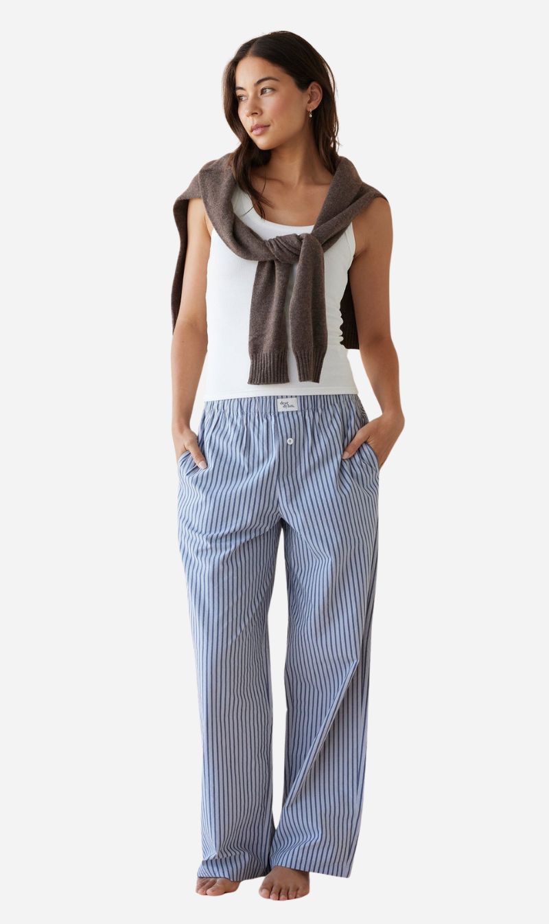 Dear Dylan | Boxer Pant - Steel Blue Stripe