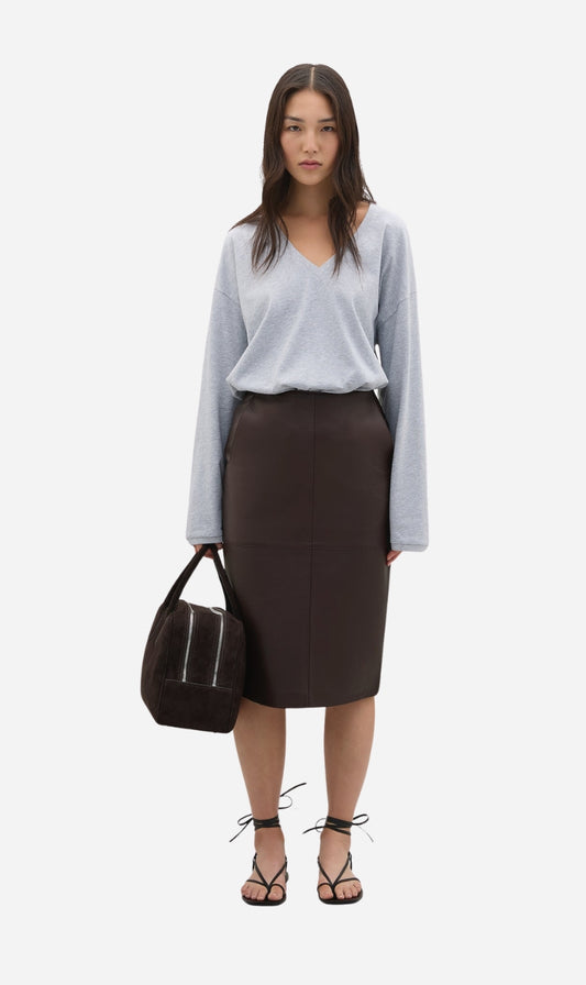 A.Emery | Wright Leather Skirt - Mahogany