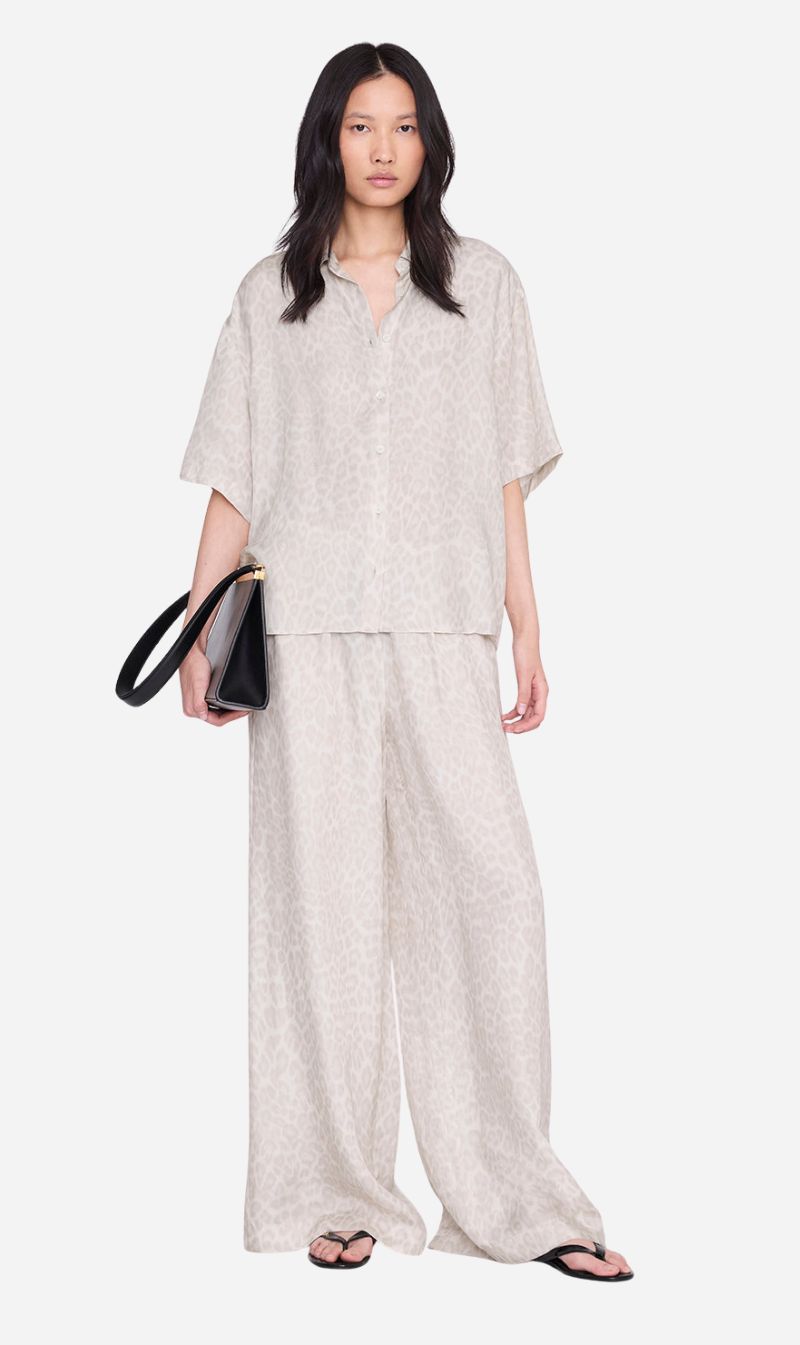 Anine Bing | Roslyn Pant - Washed White Leopard