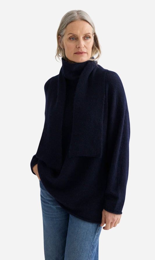 Laing | Alpaca Sweater With Tie - Midnight
