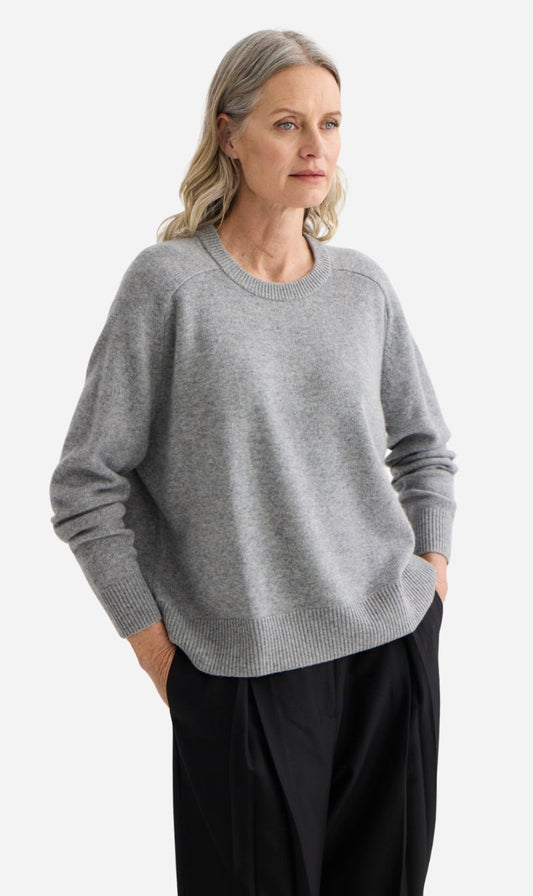 Laing | Cashmere Oversized Crewneck - Grey Marle