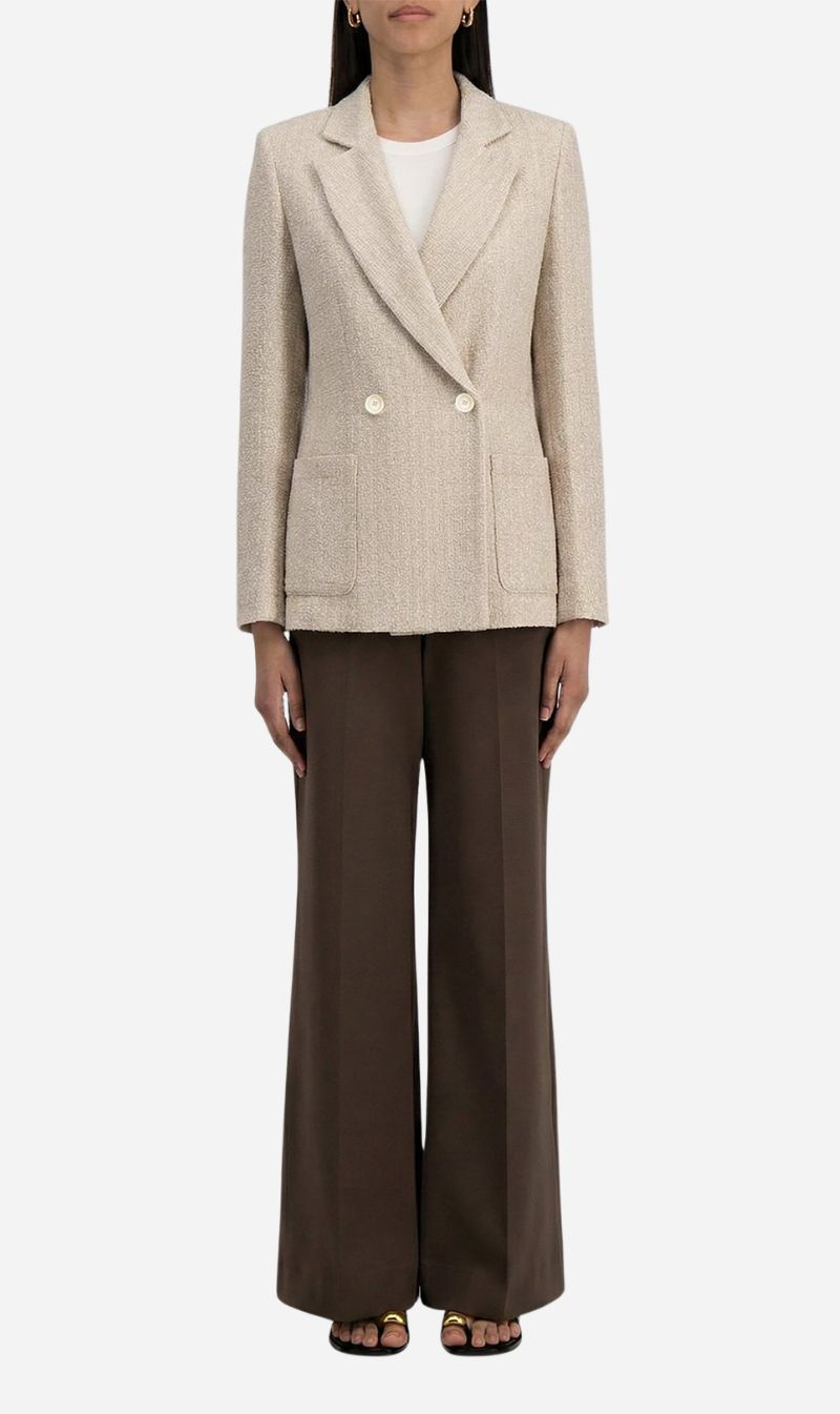 Harris Wharf London | Blazer With Shoulder Pads - White & Beige