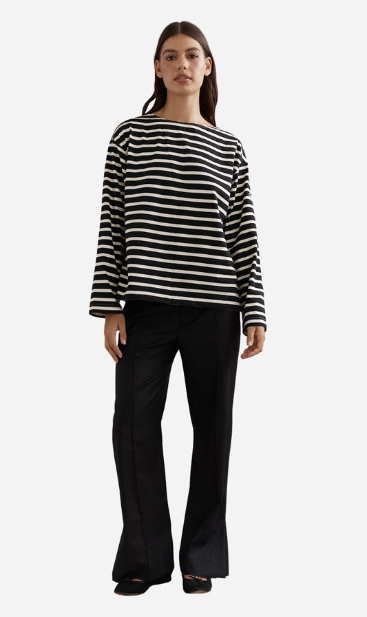 Caitlin Crisp | Marina Boat Neck - Black Stripe
