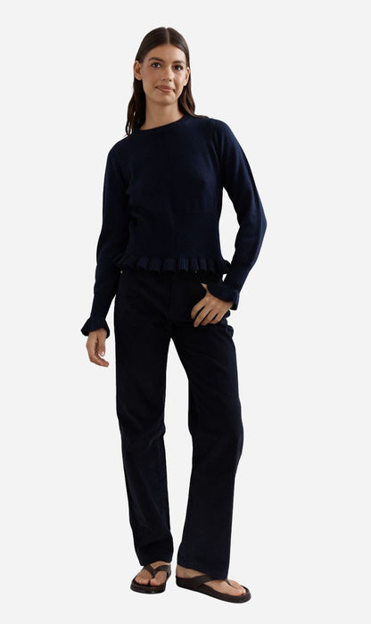 Caitlin Crisp | Frilly Crop Crew - Navy