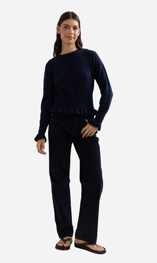 Caitlin Crisp | Frilly Crop Crew - Navy