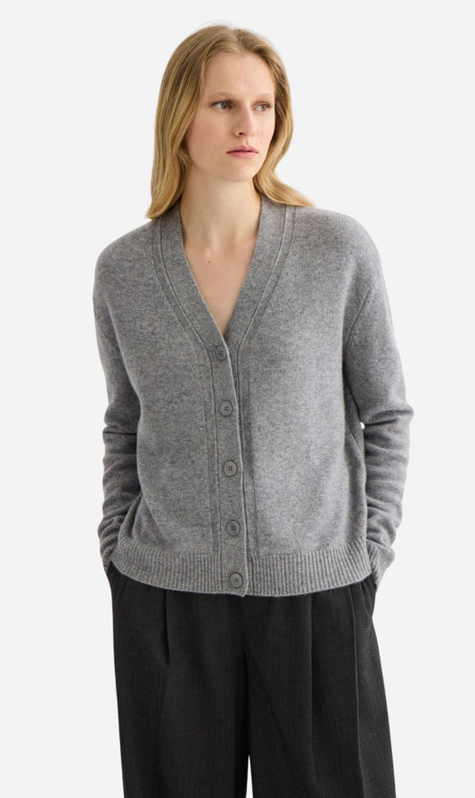 Laing | Cashmere V Neck Cardigan - Grey Marle