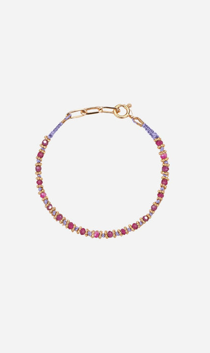 Tityaravy | Kamala Bracelet - Lilac Thread / Pink Ruby