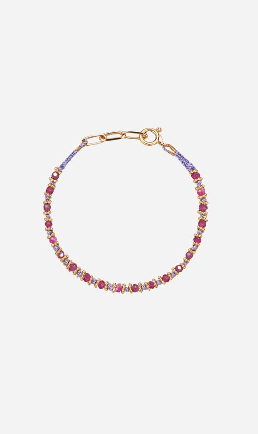 Tityaravy | Kamala Bracelet - Lilac Thread / Pink Ruby