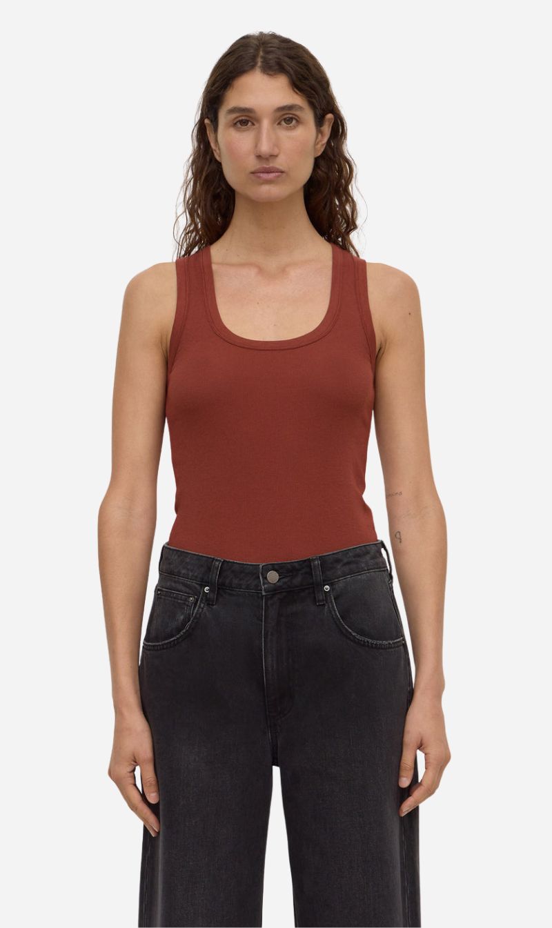 Assembly Label | Robyn Scoop Neck Rib Tank - Burnt Amber