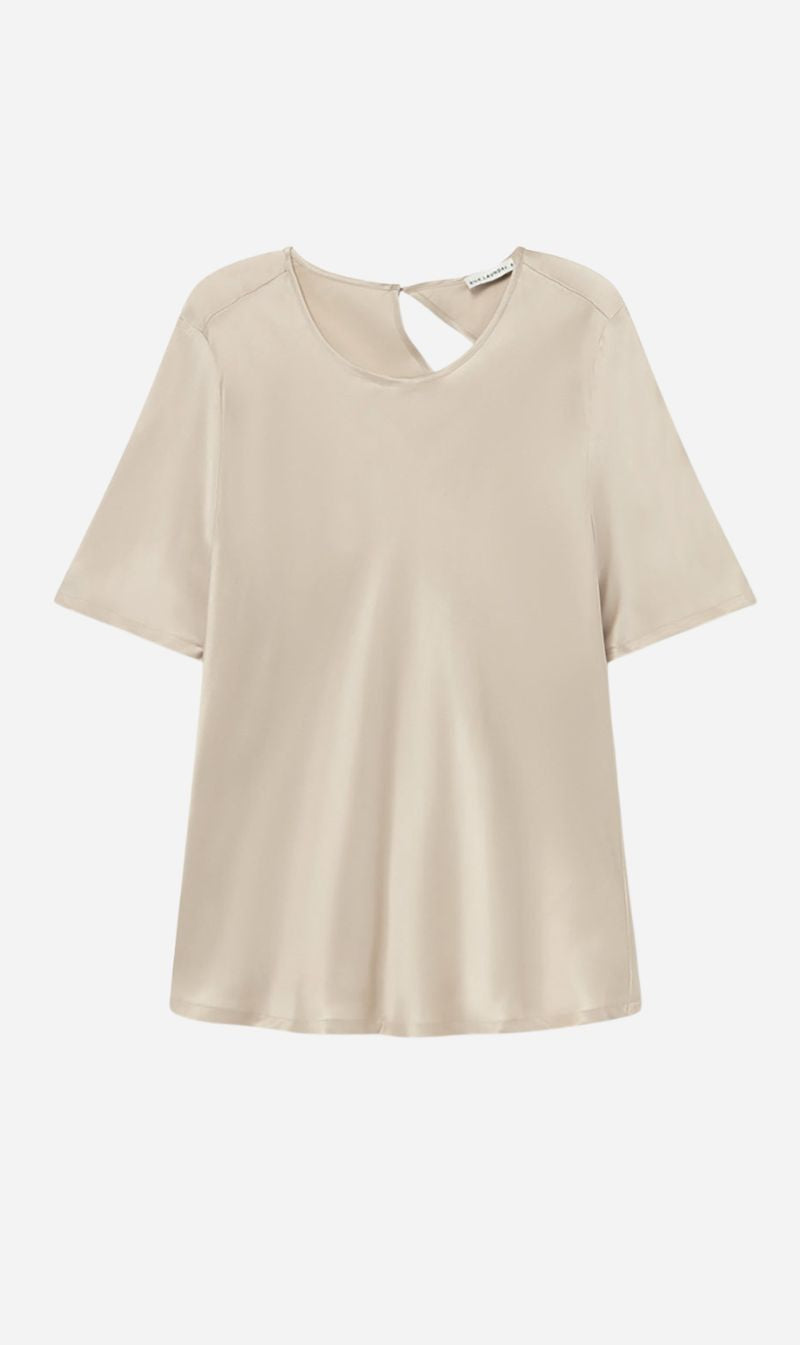 Silk Laundry | Short Sleeve Bias Top - Hazelnut