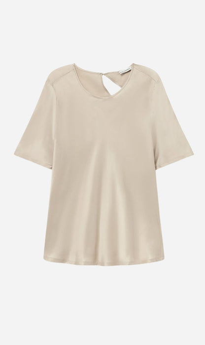 Silk Laundry | Short Sleeve Bias Top - Hazelnut